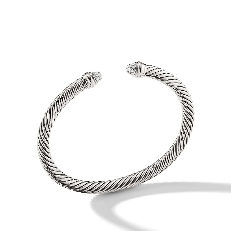 Luxury Meets Affordability – Jewelry Sale Now Live Classic Cable Bracelet in Sterling Silver with Pavé Diamond Domes\, 5mm