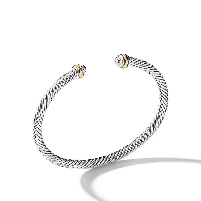 Shop Dazzling Rings, Earrings, And More At Special Discounts Classic Cable Bracelet in Sterling Silver with 18K Yellow Gold\, 4mm