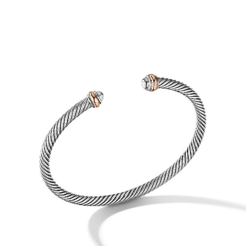 Bold And Beautiful Jewelry Now At Irresistible Prices Classic Cable Bracelet in Sterling Silver with 18K Rose Gold\, 4mm