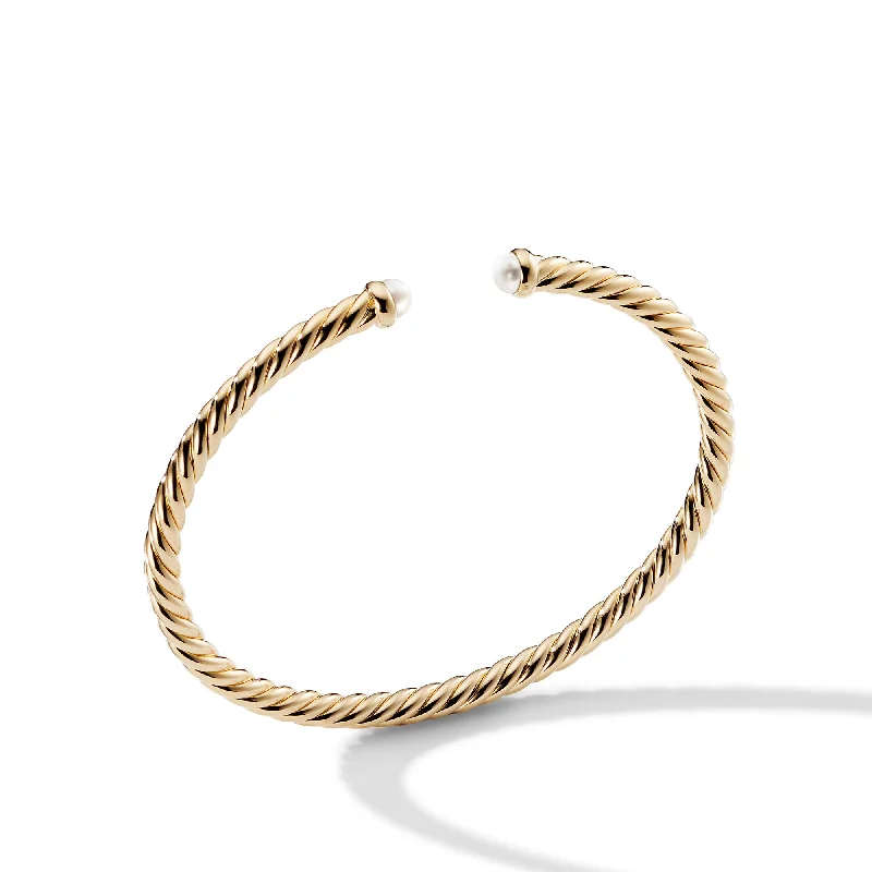 Exclusive Savings On Timeless Jewelry Pieces Modern Cablespira® Bracelet in 18K Yellow Gold with Pearls\, 4mm