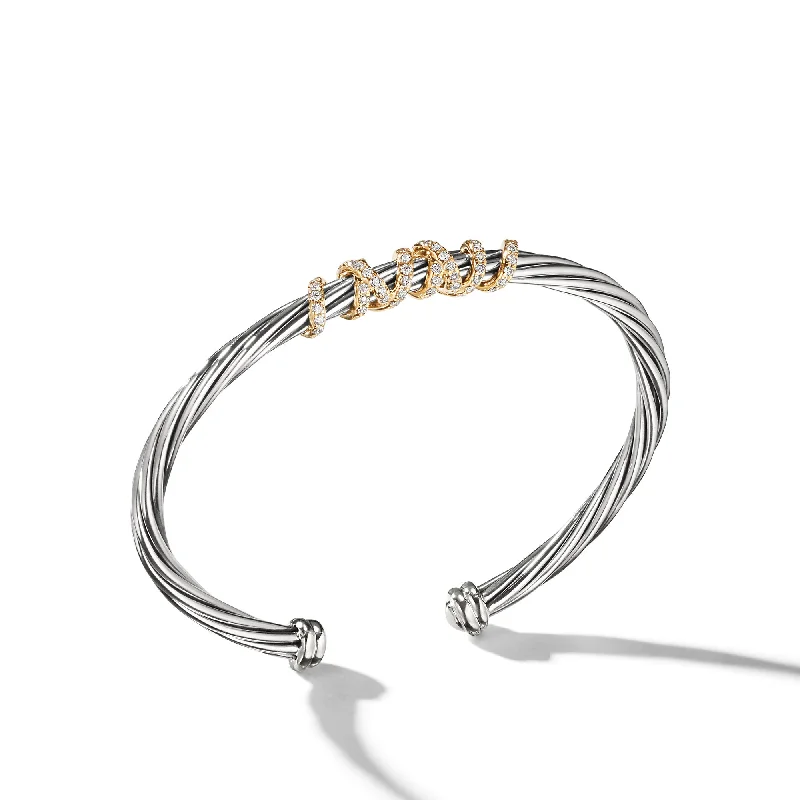 Final Call For Exquisite Jewelry At Reduced Rates Helena Center Station Bracelet in Sterling Silver with 18K Yellow Gold and Diamonds\, 4mm