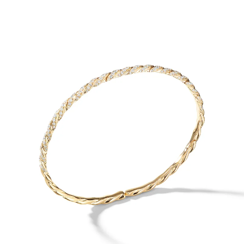 Elevate Your Outfit With Discounted Statement Jewelry Pavéflex Bracelet in 18K Yellow Gold with Diamonds\, 3.5mm