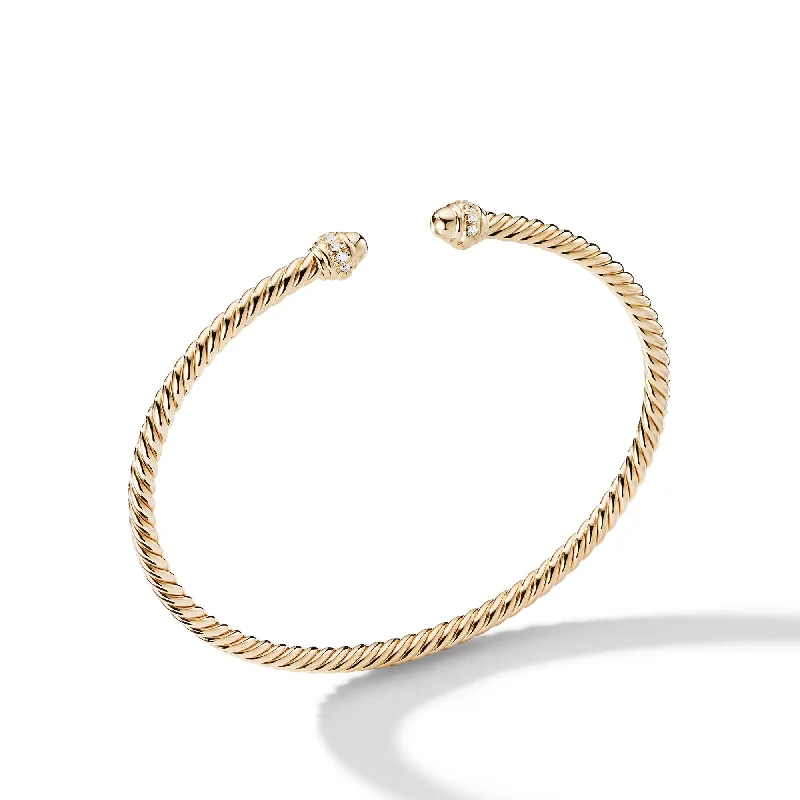 Bestselling Jewelry At Special Promotional Rates Classic Cablespira® Bracelet in 18K Yellow Gold with Diamonds\, 3mm