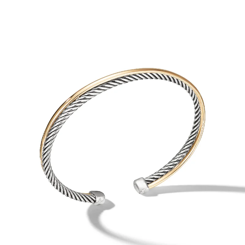 Luxury Jewelry At Budget-Friendly Prices – Grab Yours Now Crossover Bracelet in Sterling Silver with 18K Yellow Gold\, 3mm