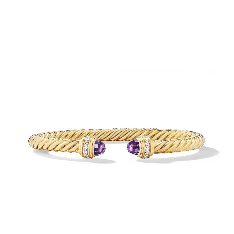 Once-A-Year Jewelry Deals – Shop Before They’Re Gone Classic Cablespira® Bracelet in 18K Yellow Gold with Amethyst and Diamonds\, 5mm