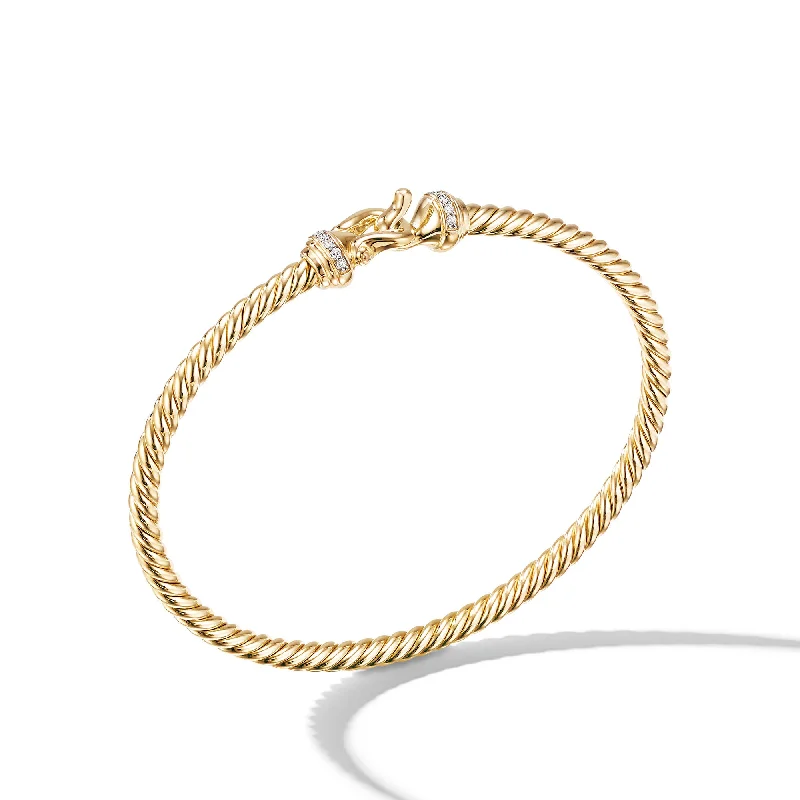 Handcrafted Jewelry Sale – Unique Designs At Low Prices Buckle Cablespira® Bracelet in 18K Yellow Gold with Diamonds\, 3.5mm