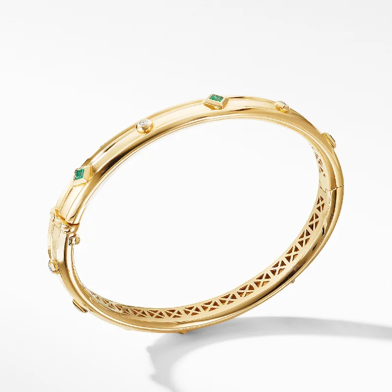 Buy More, Save More On Stunning Jewelry Designs Modern Renaissance Bangle Bracelet in 18K Yellow Gold with Emeralds and Diamonds\, 8mm