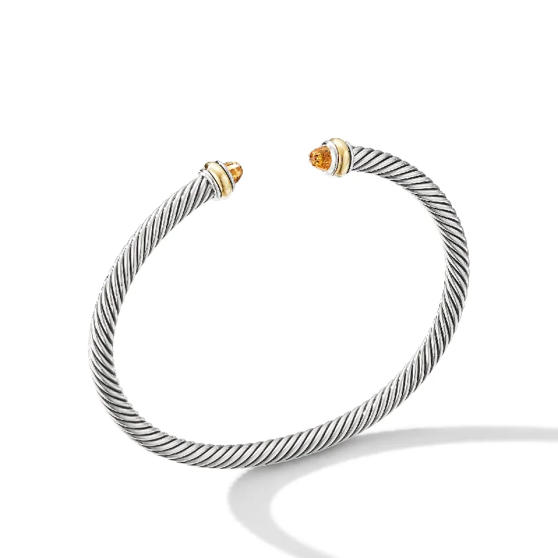 Bestselling Jewelry Now On Sale – Elevate Your Look Classic Cable Bracelet in Sterling Silver with 18K Yellow Gold and Citrine\, 4mm