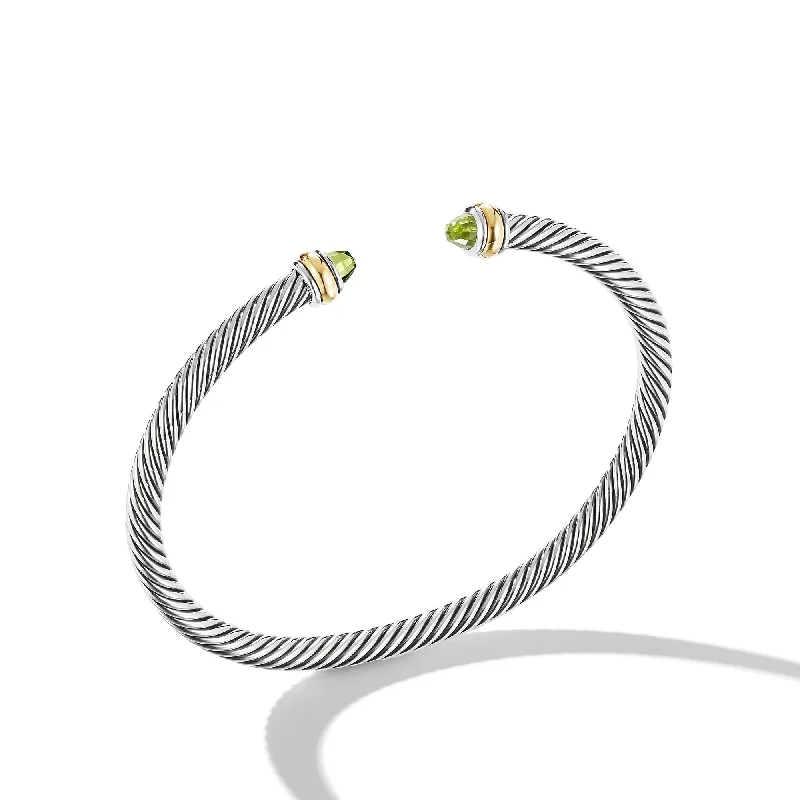 Elegant Jewelry At Unbeatable Offers – Shop Before It's Gone Classic Cable Bracelet in Sterling Silver with 18K Yellow Gold and Peridot\, 4mm