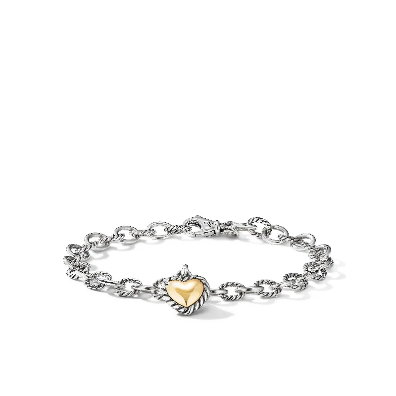 Limited-Stock Jewelry Sale – Once It's Gone, It's Gone Cable Collectibles® Cookie Classic Heart Bracelet in Sterling Silver with 18K Yellow Gold\, 4.5mm