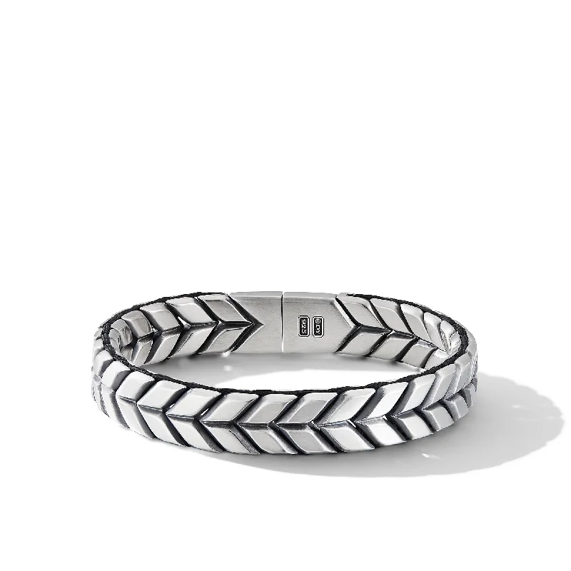 Affordable Gold-Plated Jewelry For Modern Fashion Chevron Woven Bracelet in Sterling Silver with Black Nylon