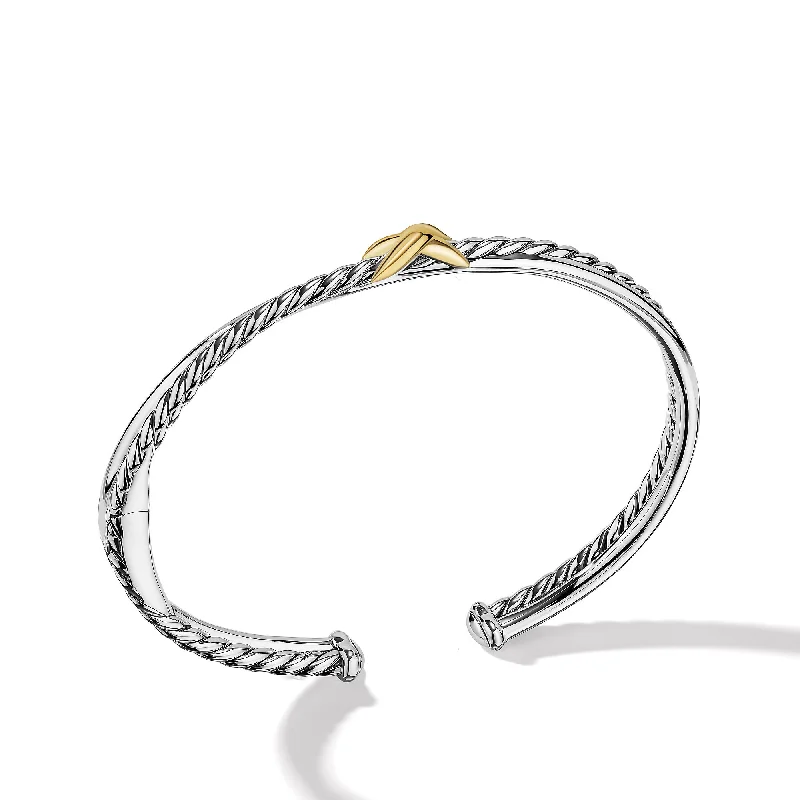 Seasonal Jewelry Deals – Elevate Your Style Petite X Center Station Bracelet in Sterling Silver with 18K Yellow Gold\, 5.2mm