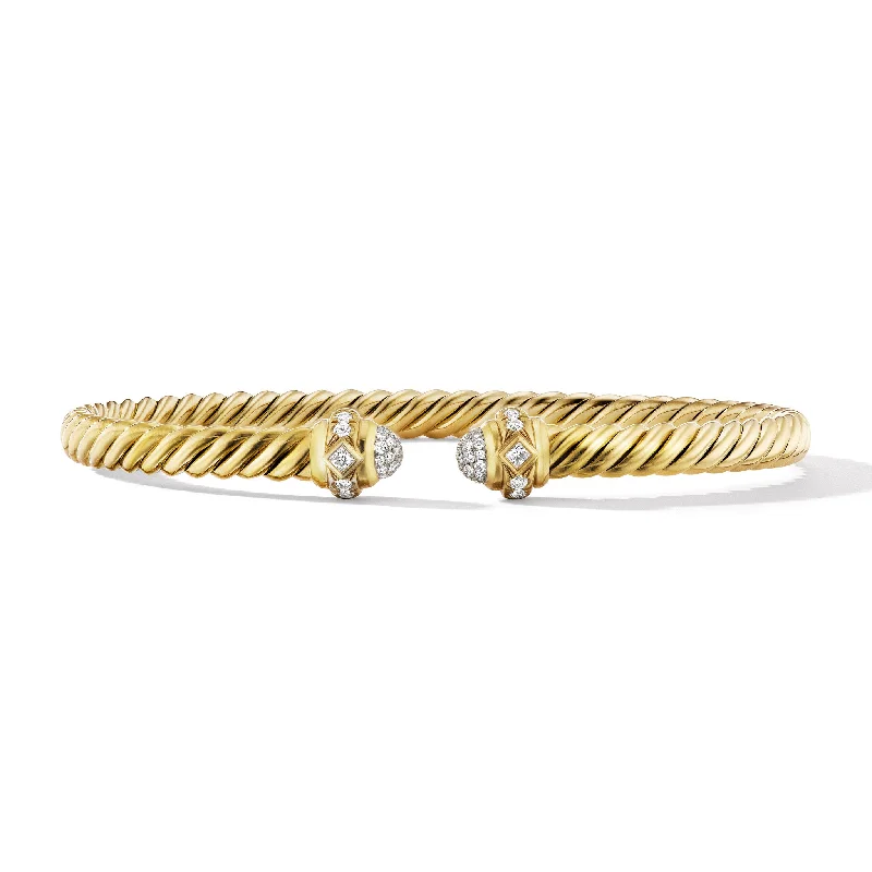 Timeless Jewelry Styles At Wallet-Friendly Prices Renaissance® Oval Cablespira Bracelet in 18K Yellow Gold with Diamonds\, 4.5mm