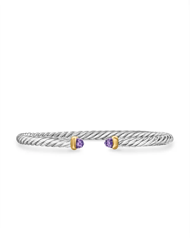 Limited-Time Jewelry Discounts – Shine Without The Splurge Modern Cable Bracelet in Sterling Silver with 14K Yellow Gold and Amethyst\, 4mm