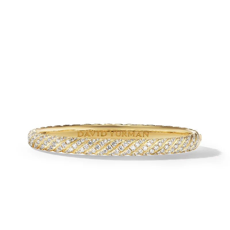 Personalized Jewelry Sale – Unique Gifts At Low Prices Sculpted Cable Bangle Bracelet in 18K Yellow Gold with Diamonds\, 6.2mm