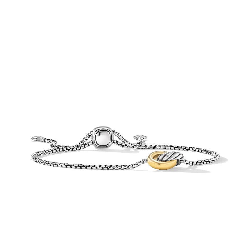 Fine Jewelry, Limited-Time Offers Available Petite Cable Linked Bracelet in Sterling Silver with 14K Yellow Gold\, 15mm