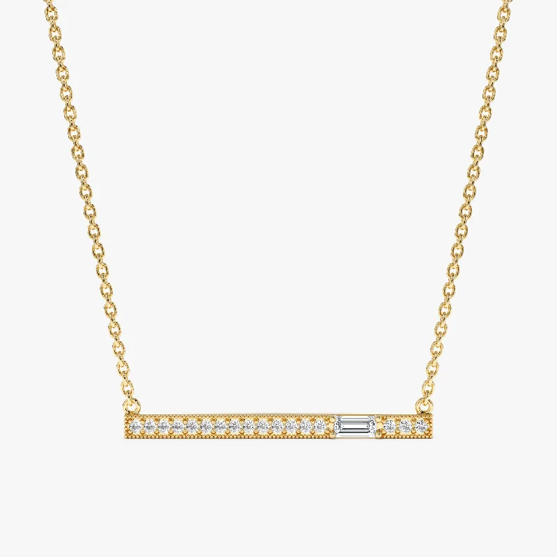 Baguette Diamond Bar Necklace, Madilyn