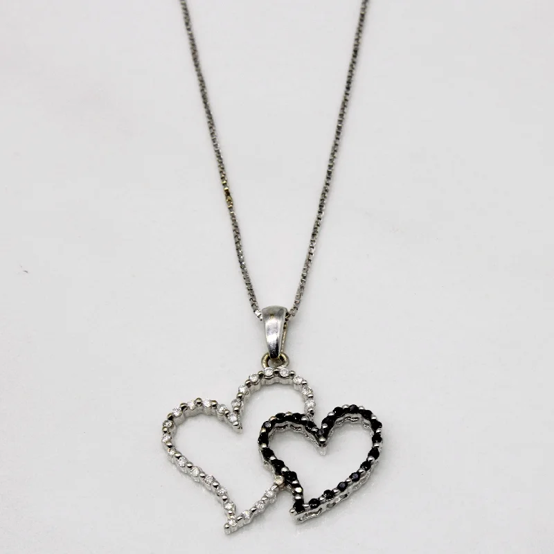 Black & White Diamond Heart Pendant & Necklace | 0.14ctw | 18" |