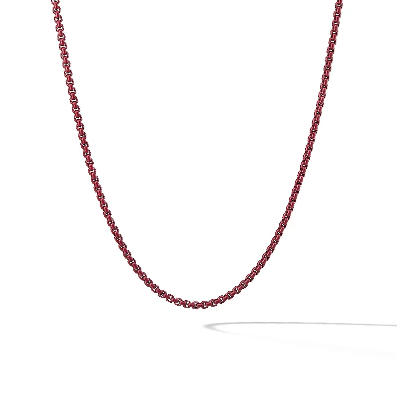 Your Perfect Accessory At The Perfect Price Box Chain Necklace in Sterling Silver with Burgundy Stainless Steel\, 4mm