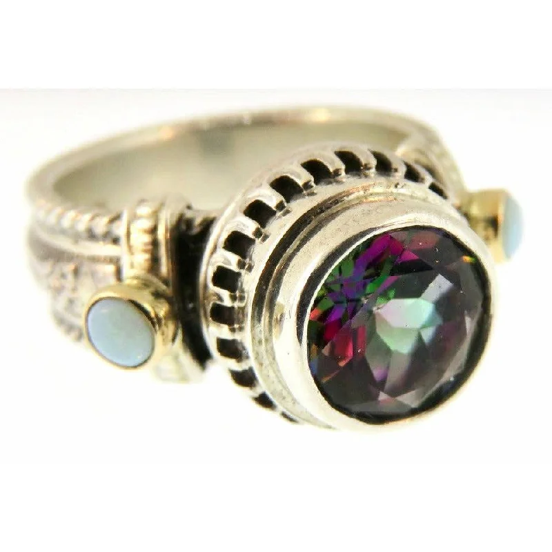 Luxury Meets Affordability – Jewelry Sale Live Now REVE Jewelry Mystic Stone & Opal  Ring -Sterling Silver & 14kt Gold