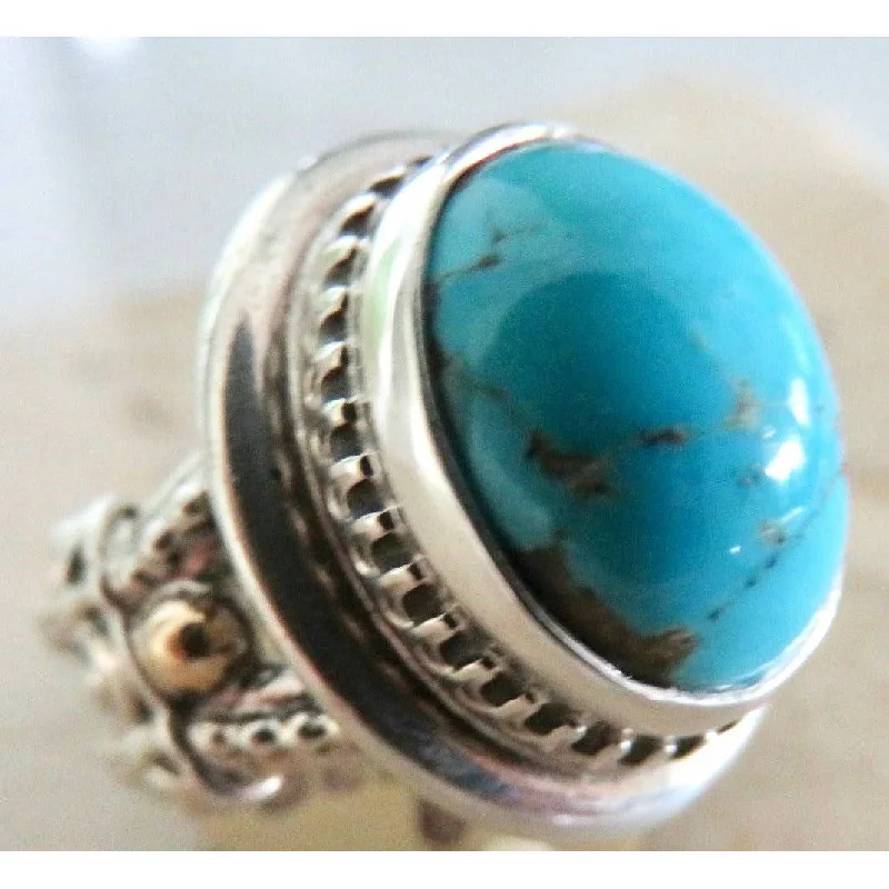 Flash Sale On Stunning Jewelry – Limited Stock Available REVE Jewelry Oval Turquoise  Ring - Sterling Silver & 14kt Gold