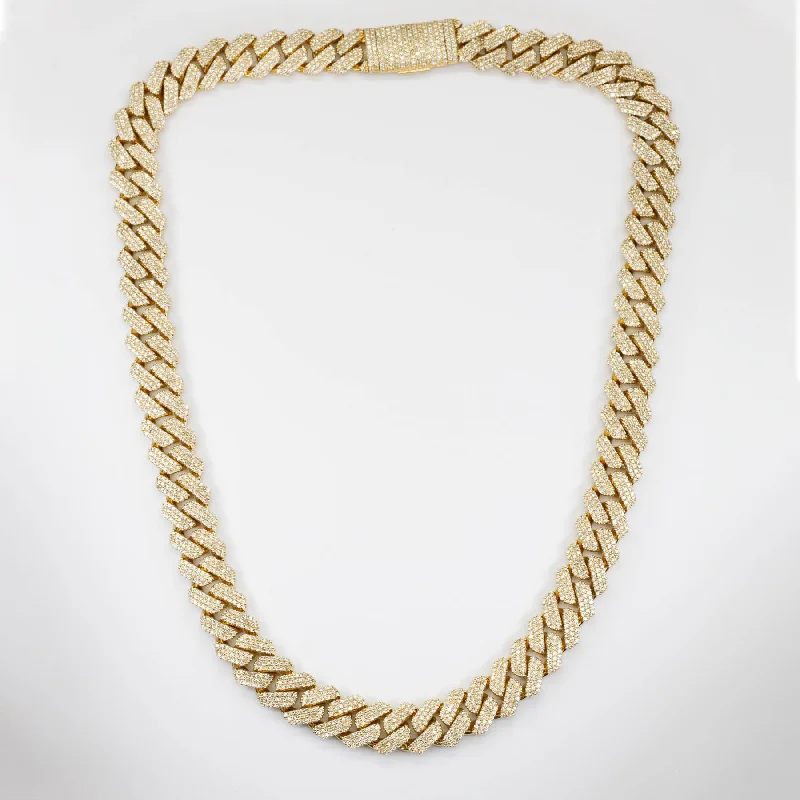 Diamond Cuban Link Necklace with Fold Over Bar Clasp | 21.5" | 24.28 ctw SI2 H/I