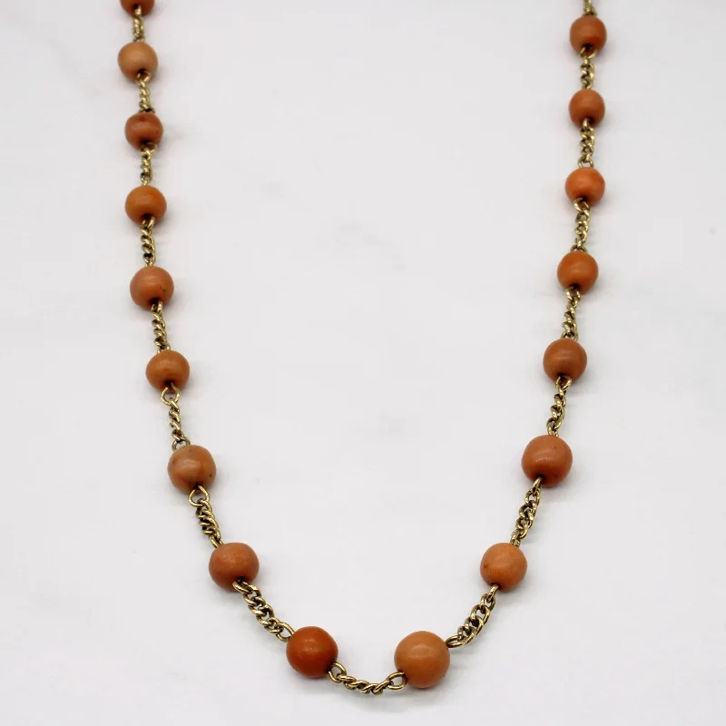 Coral Bead Necklace | 37.50ctw | 18" |