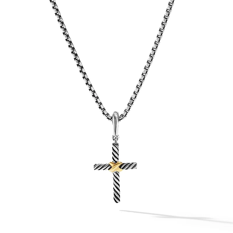 Modern Jewelry At Exclusive Discounts – Shop Today Petite X Cross Pendant in Sterling Silver with 18K Yellow Gold\, 23mm