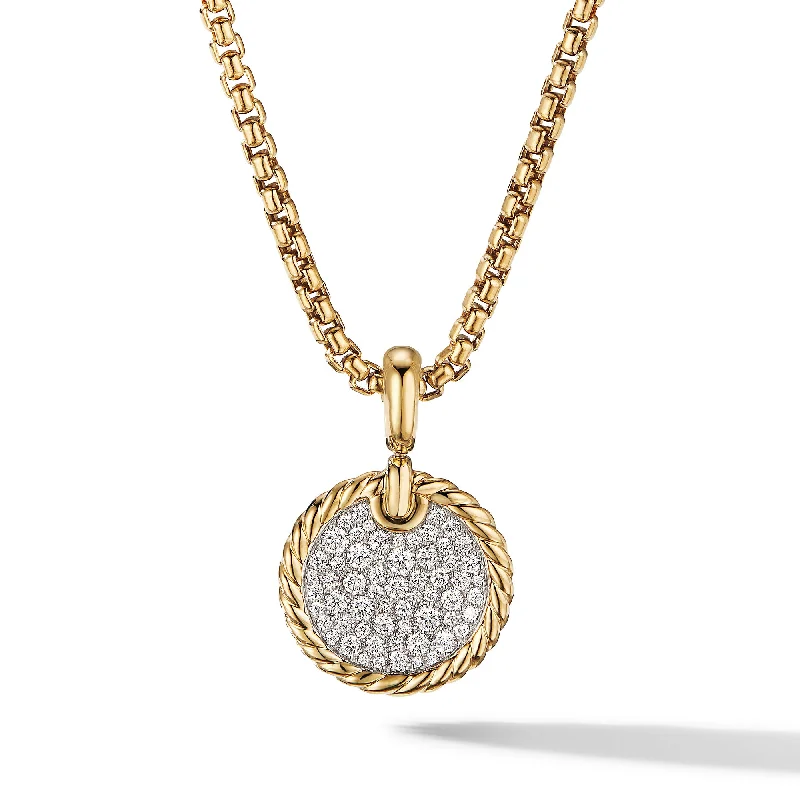 Fashion-Forward Jewelry At Exclusive Discounts DY Elements® Disc Pendant in 18K Yellow Gold with Diamonds\, 14mm