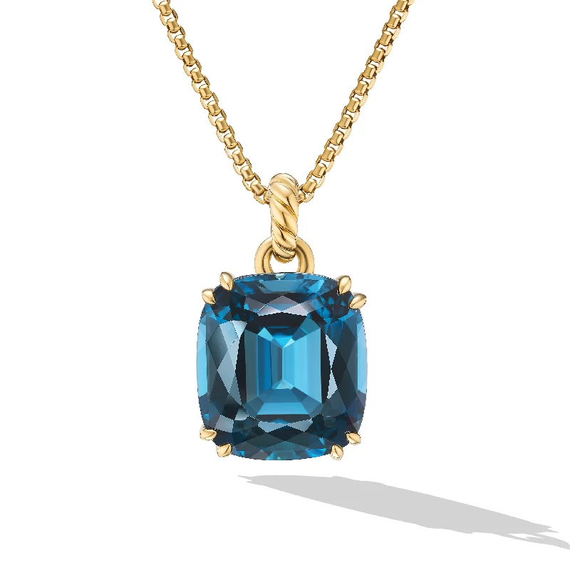 Make Your Outfit Shine With Discounted Jewelry Marbella™ Pendant in 18K Yellow Gold with Hampton Blue Topaz\, 22mm