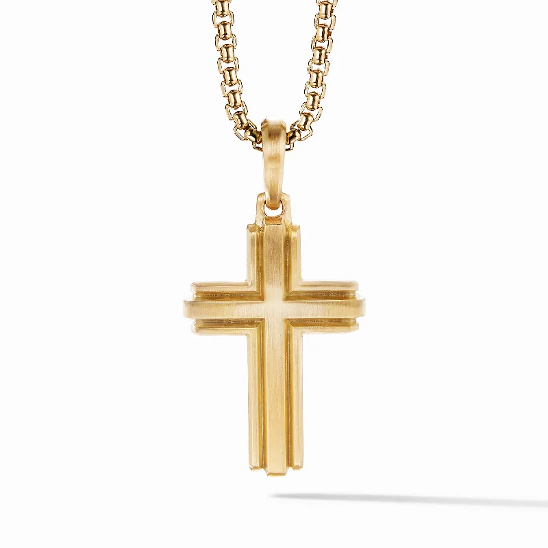 Trending Jewelry Now Available At Exclusive Prices Deco Cross Pendant in 18K Yellow Gold\, 34mm