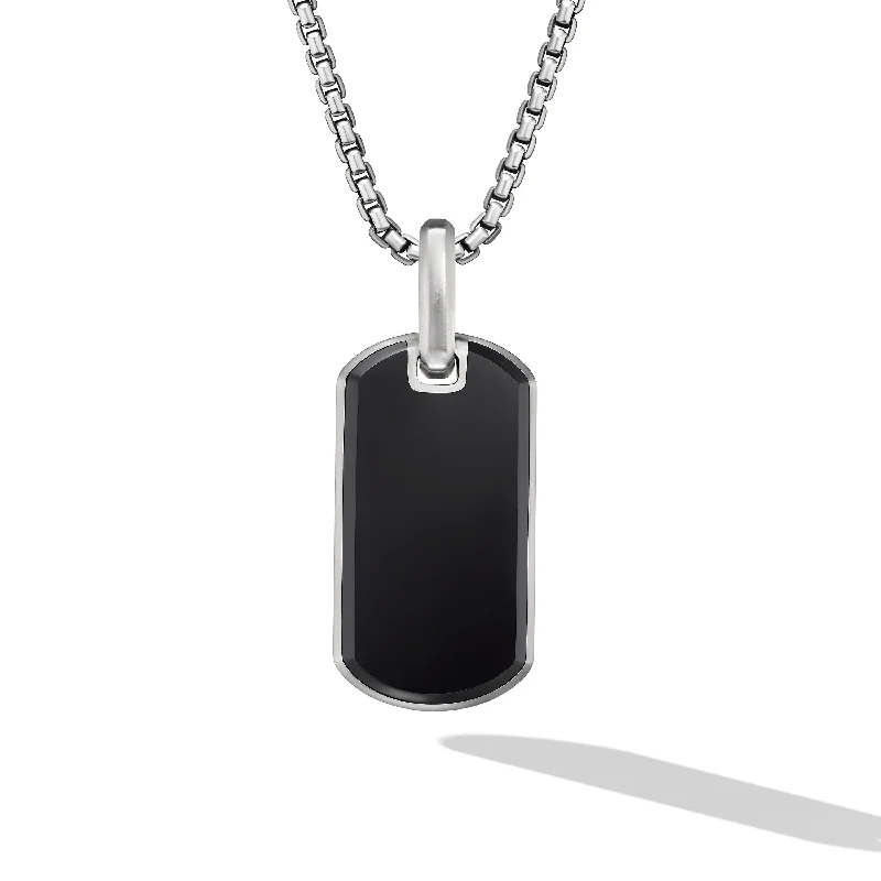 Huge Markdowns On Premium Jewelry Styles Chevron Tag in Sterling Silver with Black Onyx\, 27mm