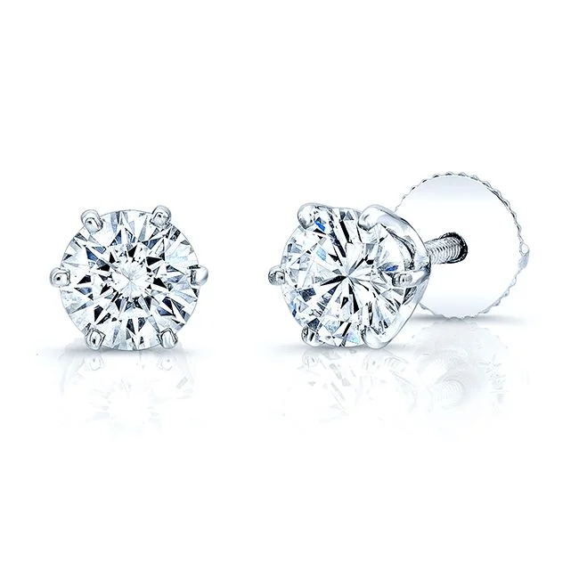 Diamond 6-prong Round Stud 14k White Gold