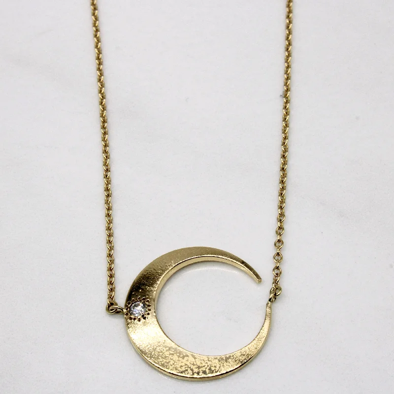 Diamond Crescent Moon Pendant Necklace | 0.05ct | 16" |