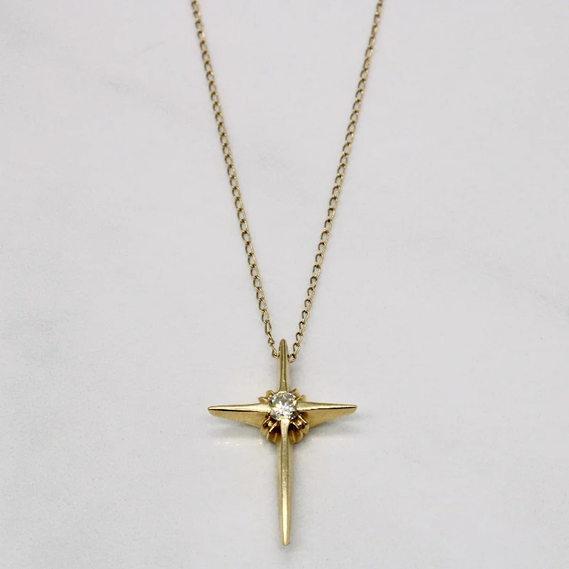 Diamond Cross Pendant & Necklace | 0.10ct | 15" |