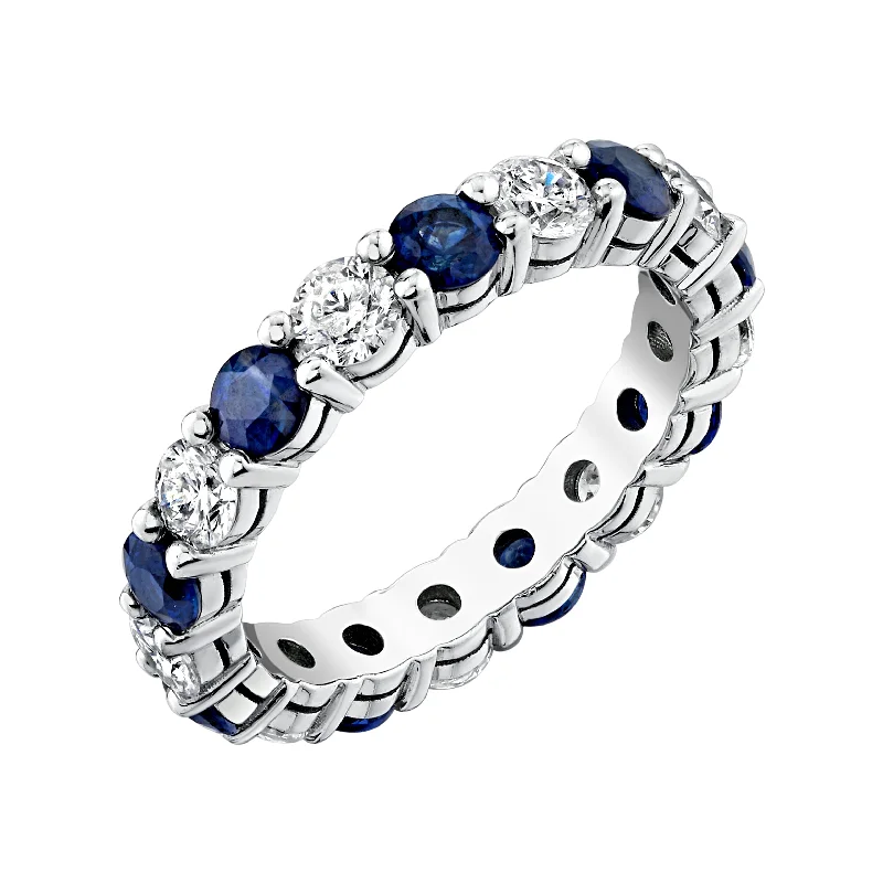 Alternating Diamond and Sapphire Eternity Band