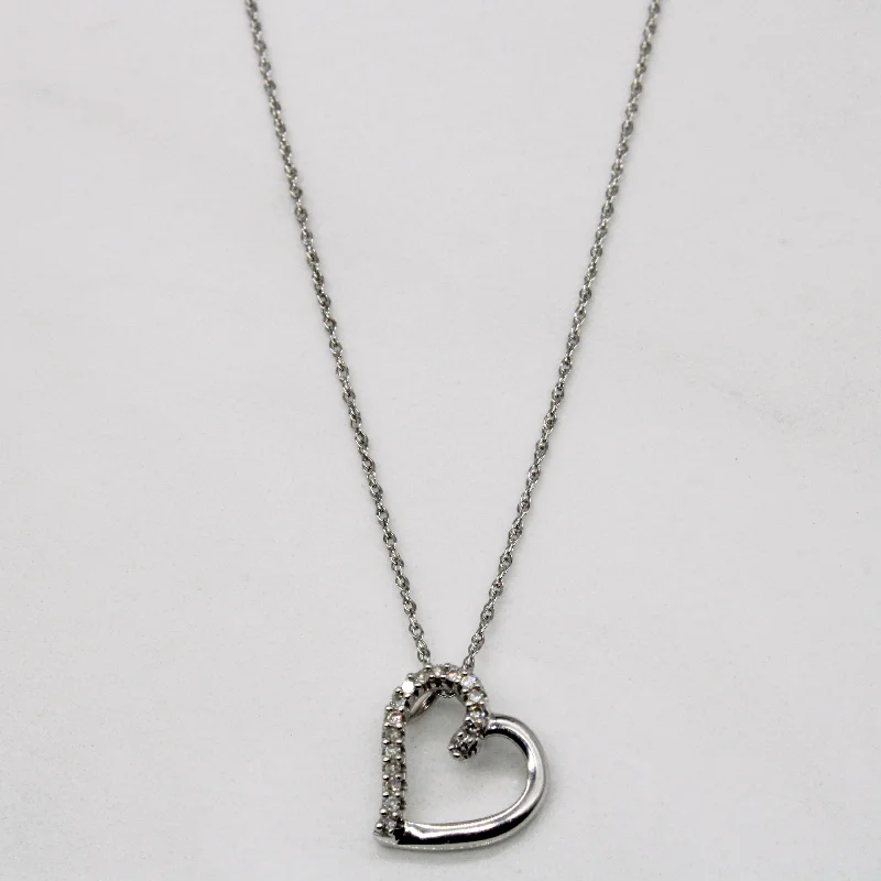 Diamond Heart Shaped Pendant Necklace | 18" |