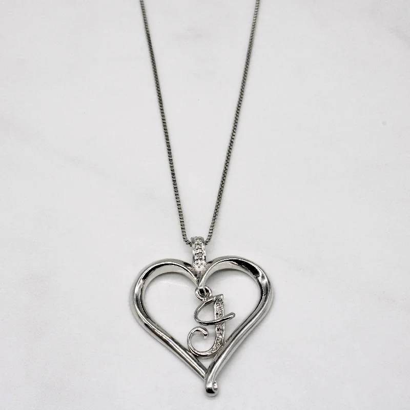 Diamond 'J' Heart Pendant Necklace | 0.03ctw | 18" |