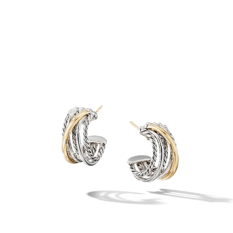 Premium Jewelry Now Available At Special Discounts Crossover Shrimp Earrings in Sterling Silver with 18K Yellow Gold\, 19.5mm