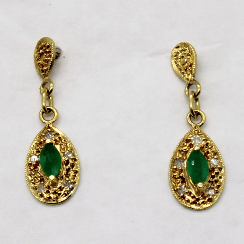 Big Discounts On Elegant Jewelry Collections Emerald & Diamond Drop Earrings | 0.26ctw, 0.05ctw |