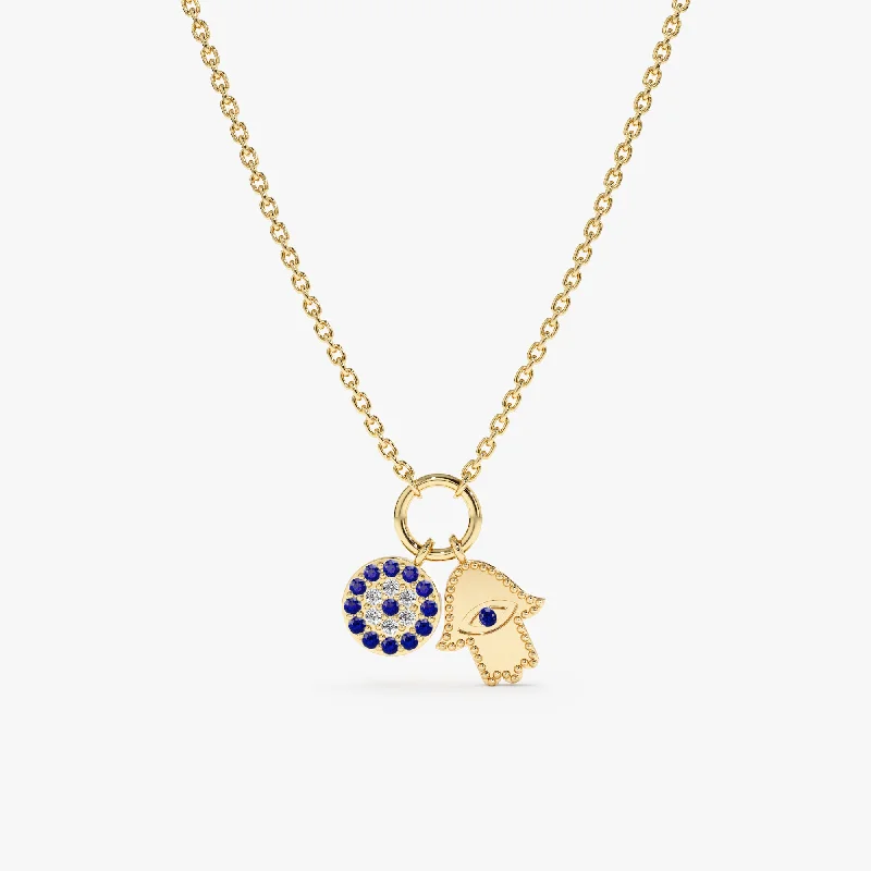 Evil Eye & Hamsa Charms Necklace, Esme