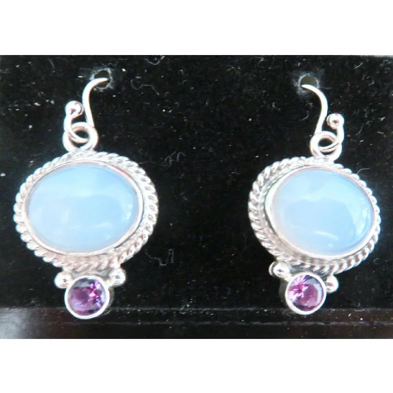 Jewelry Flash Sale – Stylish Designs At Unbeatable Rates REVE Jewelry Chalcedony & Amethyst Oval Earrings