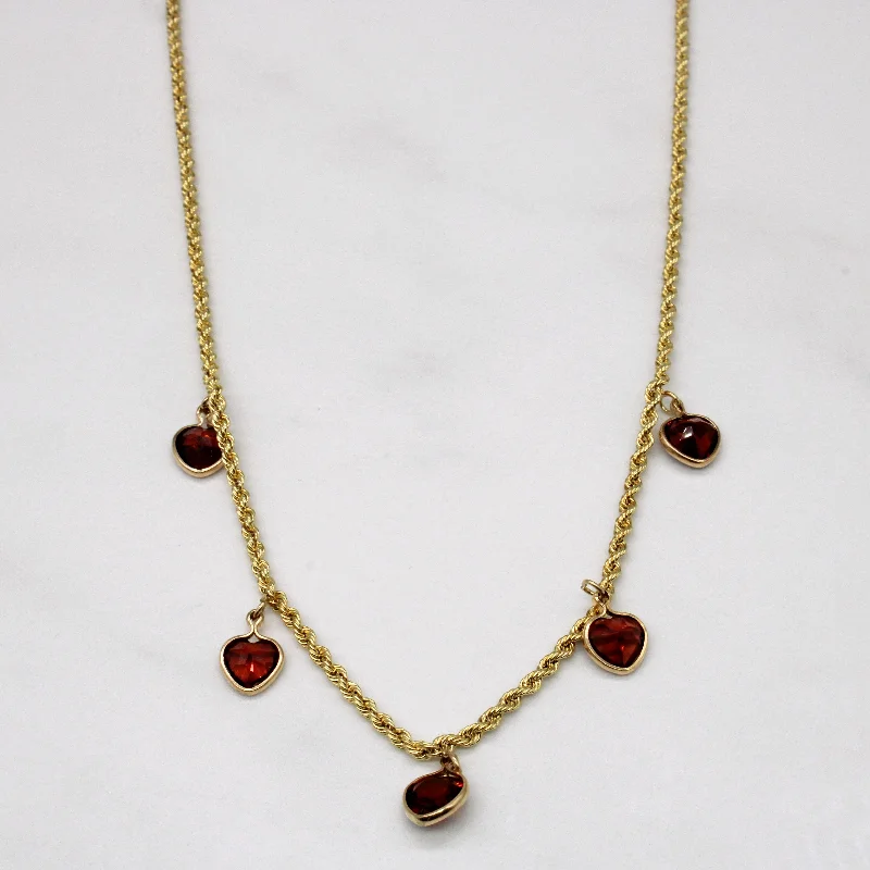 Garnet Heart Charm Necklace | 2.50ctw | 18" |