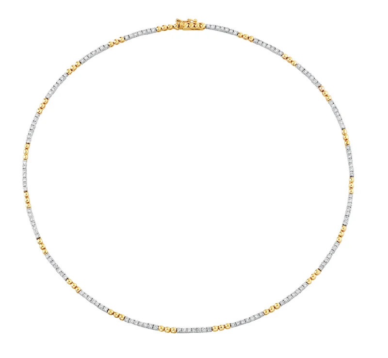 Gold Bead Tennis Necklace