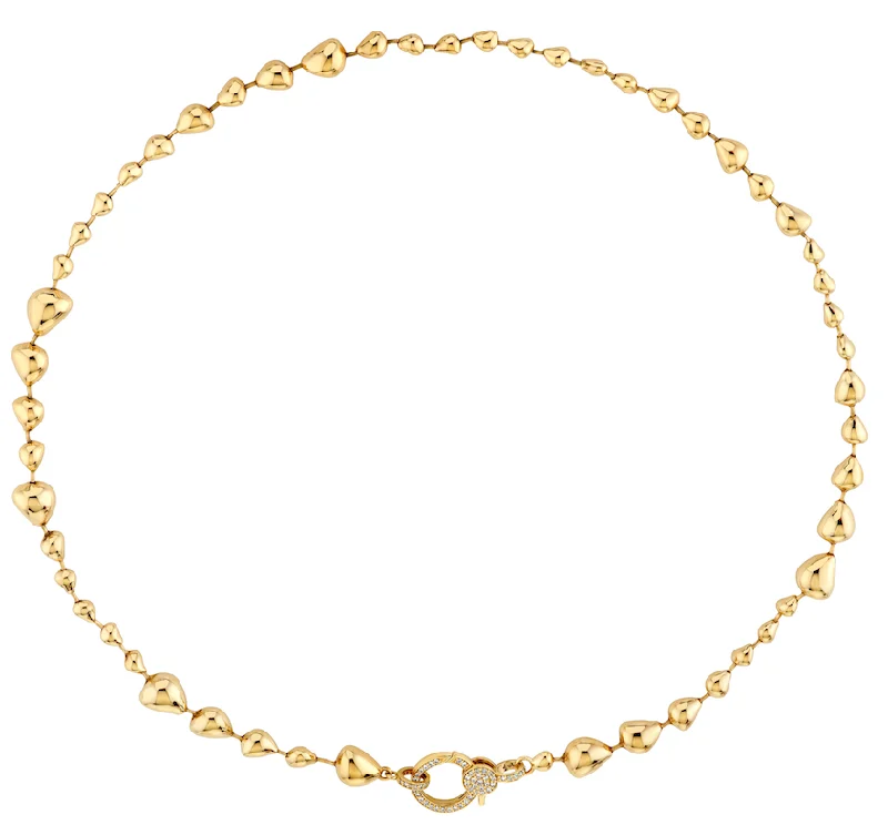 Gold Drop + Diamond Clasp Necklace