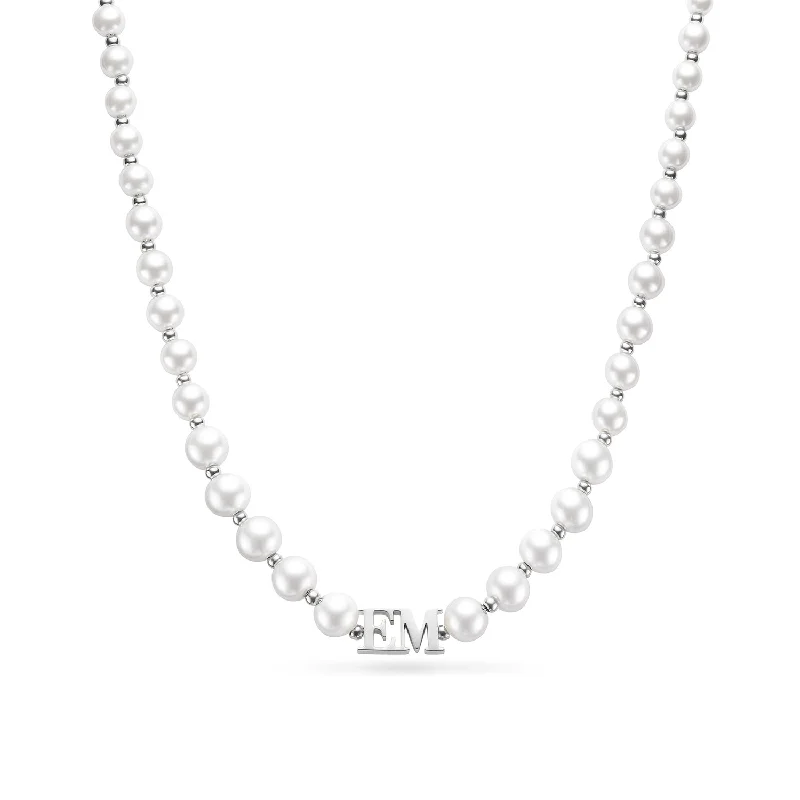 Lunar Pearl Initial Choker (Silver)