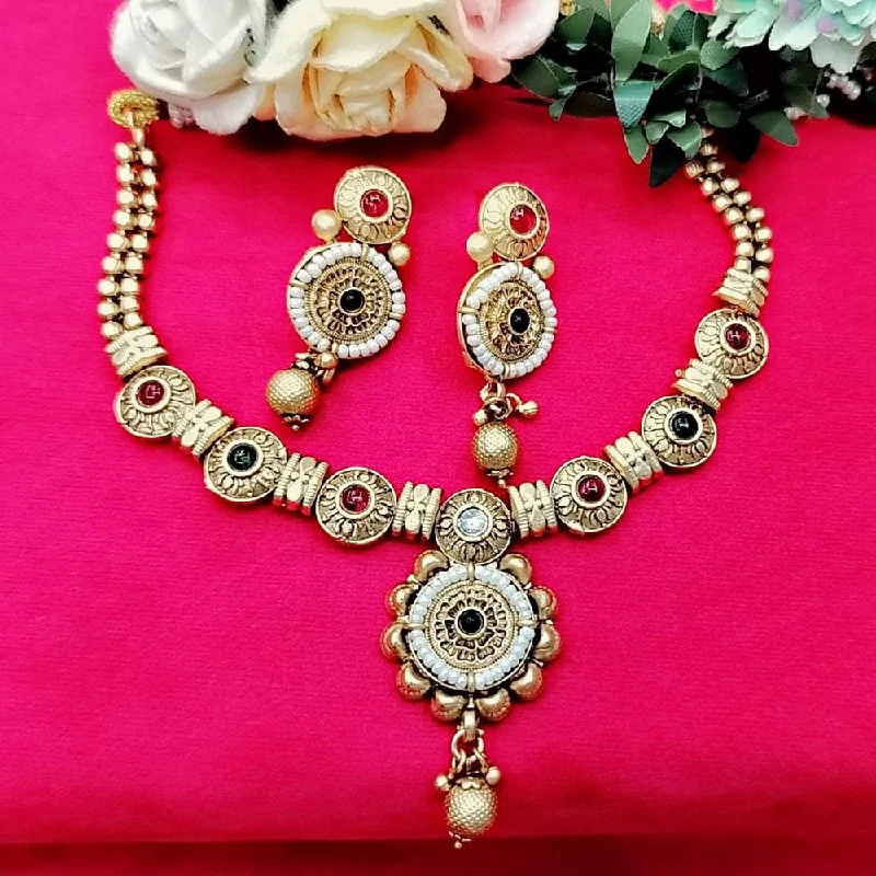 Handcrafted Jewelry Sale – Unique Designs At Low Prices Manisha Jewellery Gold Plated Pota Stone Necklace Set