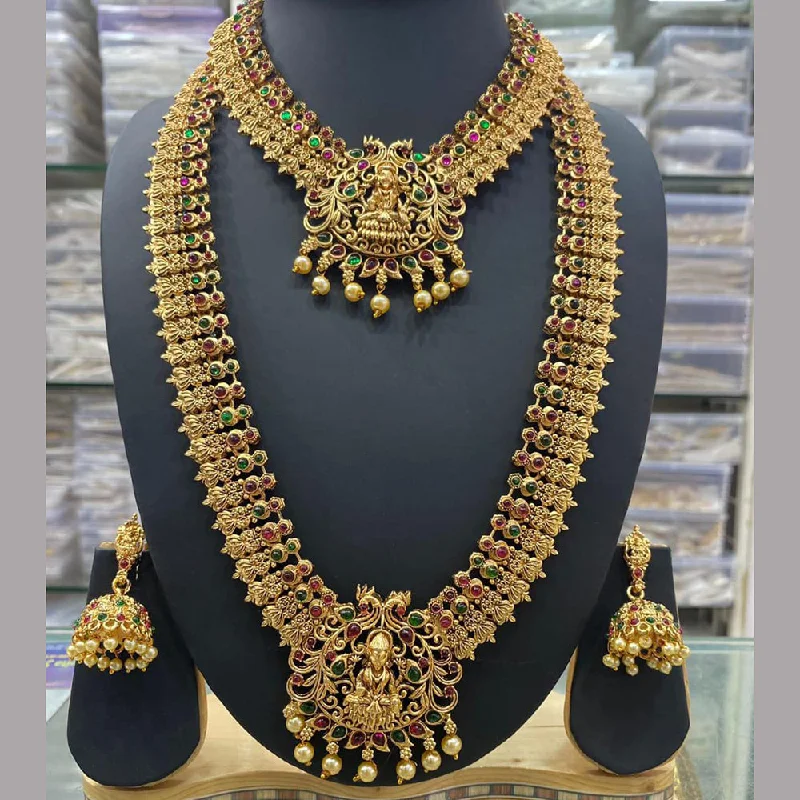 Manisha Jewellery Gold Plated Temple Double Necklace Set