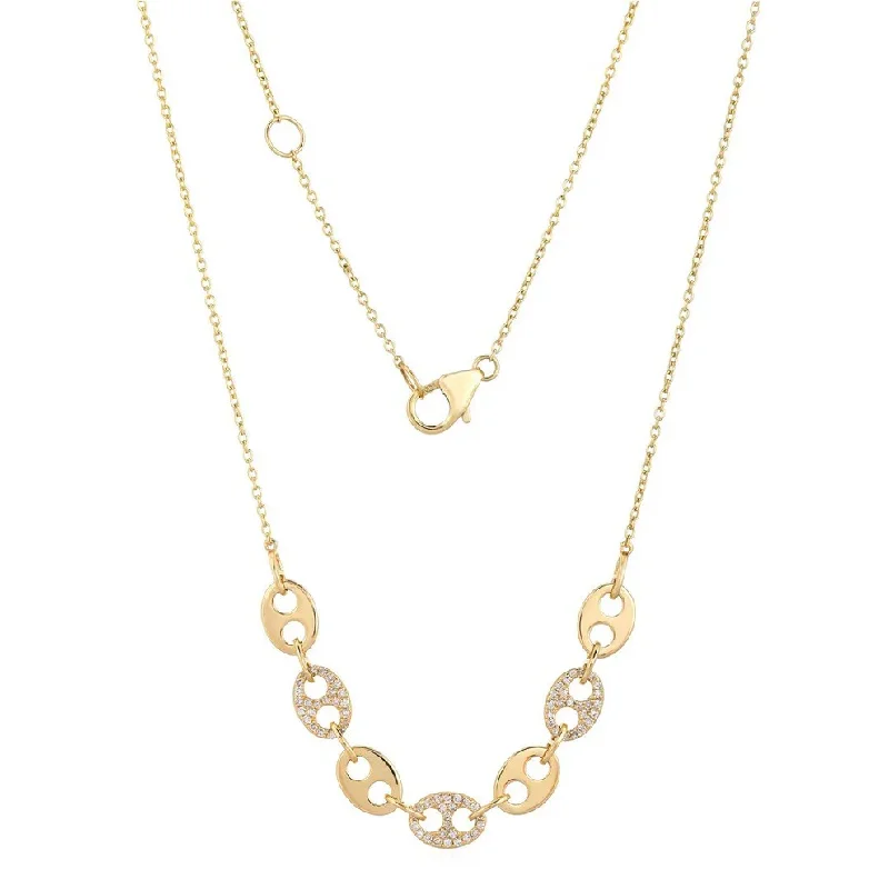 MARGAUX DIAMOND ANCHOR CHAIN + LINK CHAIN NECKLACE