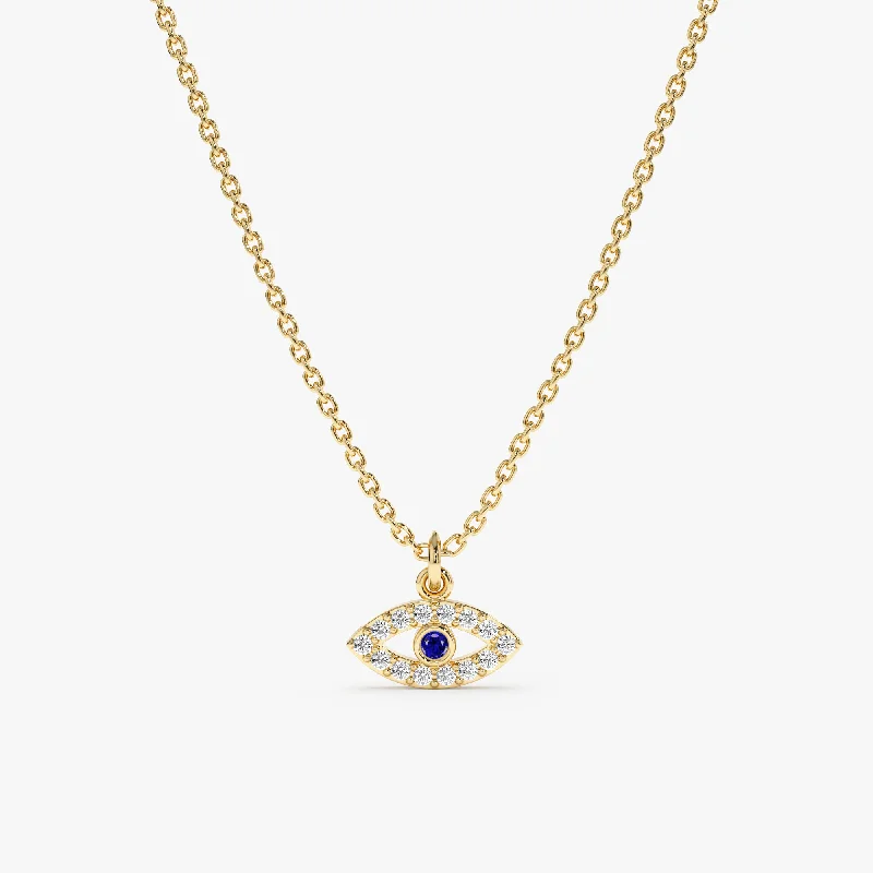 Mini Diamond Sapphire Eye Necklace, Zoey